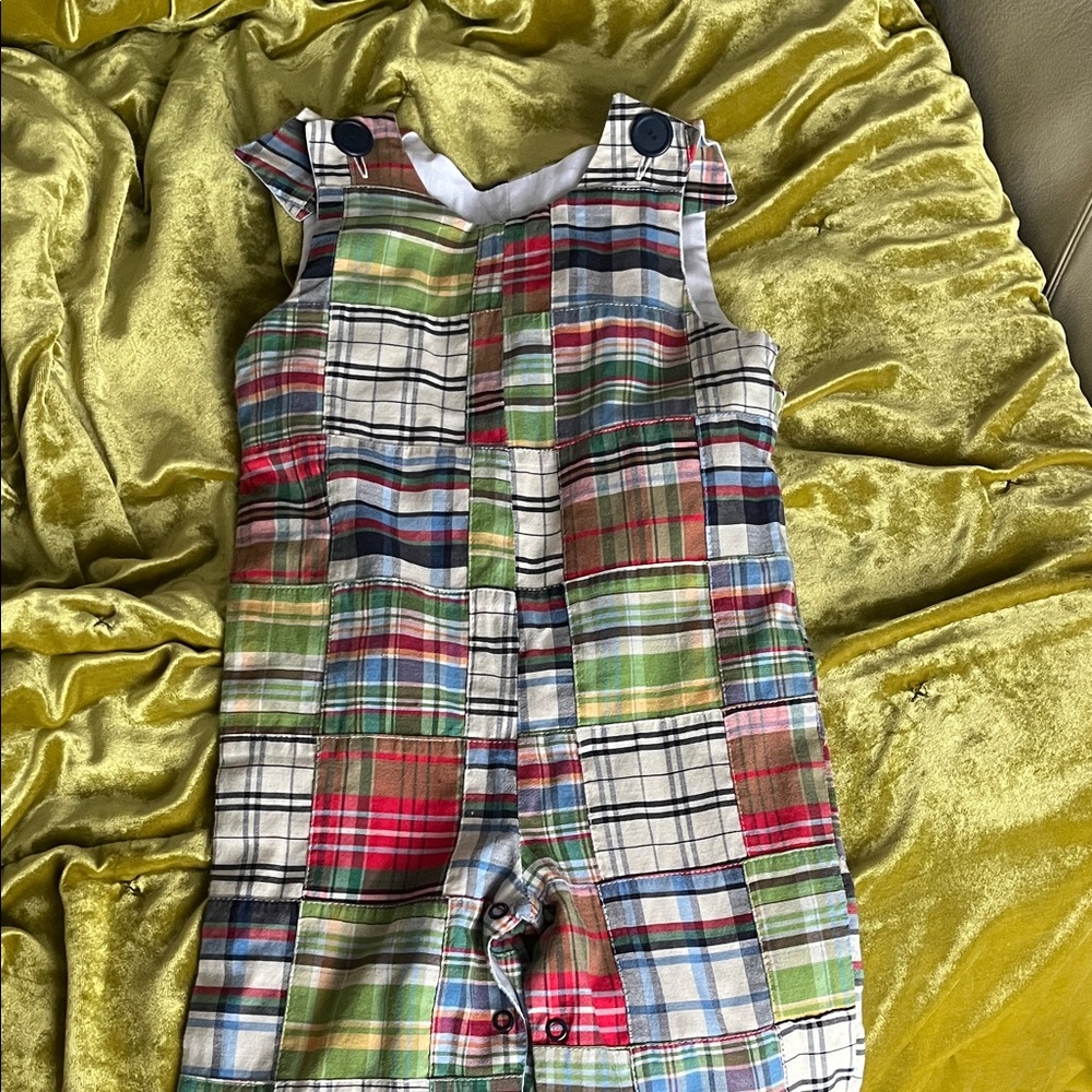 Kelly's Kids Multicolor Plaid Romper